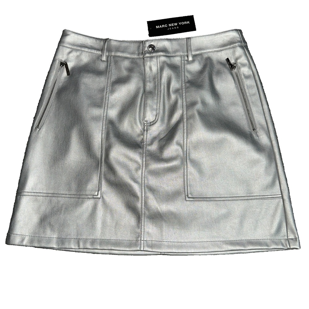 Marc New York NWT Womens Mini Skirt size 8 Silver Metallic